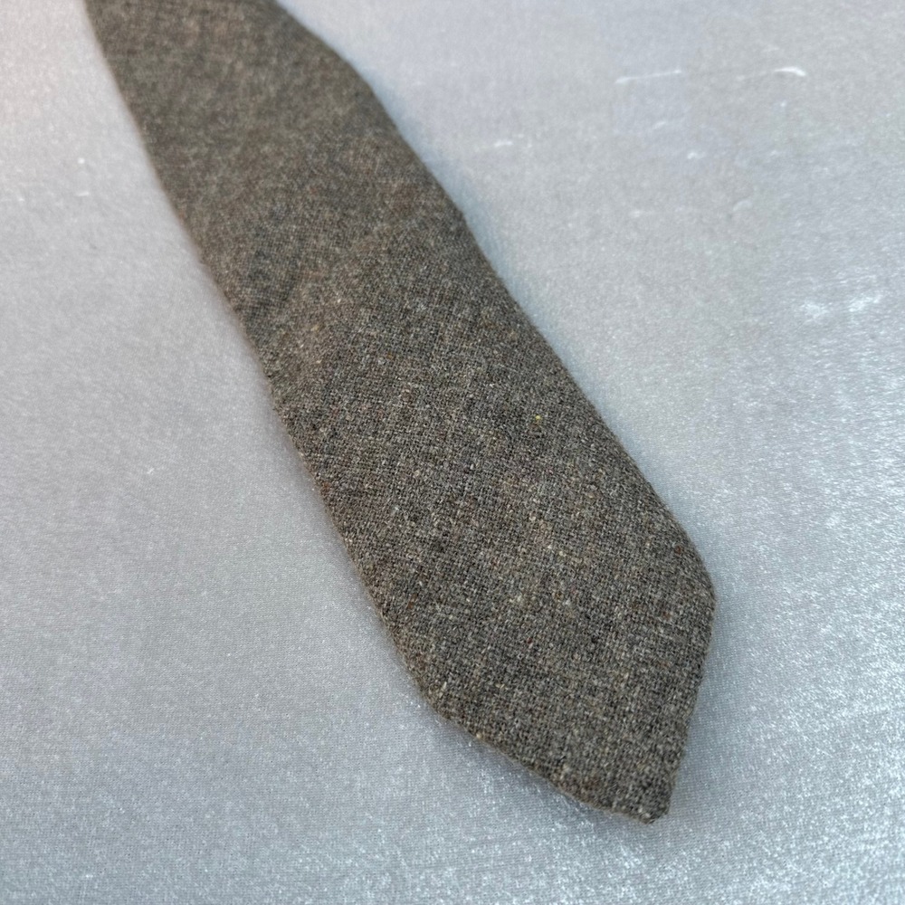 Wembley Wool Blend Tie Brown Tweed Textured Necktie 59" 3" Vintage Style Taupe